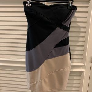 Black, Gray, and Tan mini dress